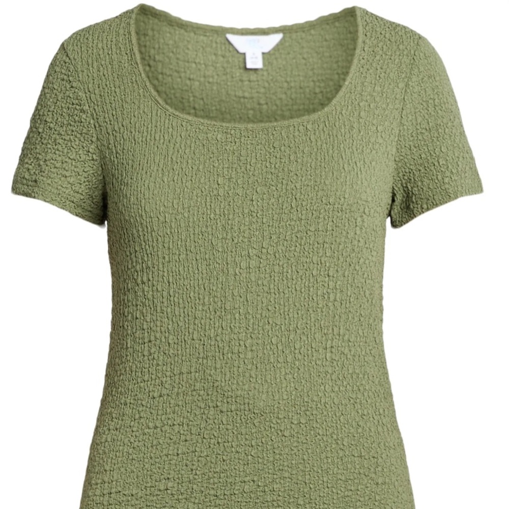 Time and Tru Women's Square Neck Pucker Tee with Short Sleeves